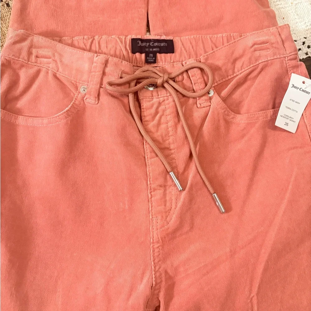 NWT Juicy Couture Terra Cotta drawstring corduroy pants skinny
